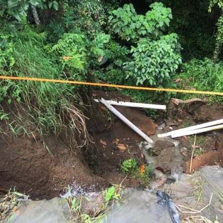 Kondisi Senderan Jalan Jebol di Subak Gunggungan Diperiksa Tim DPUPRPKP
